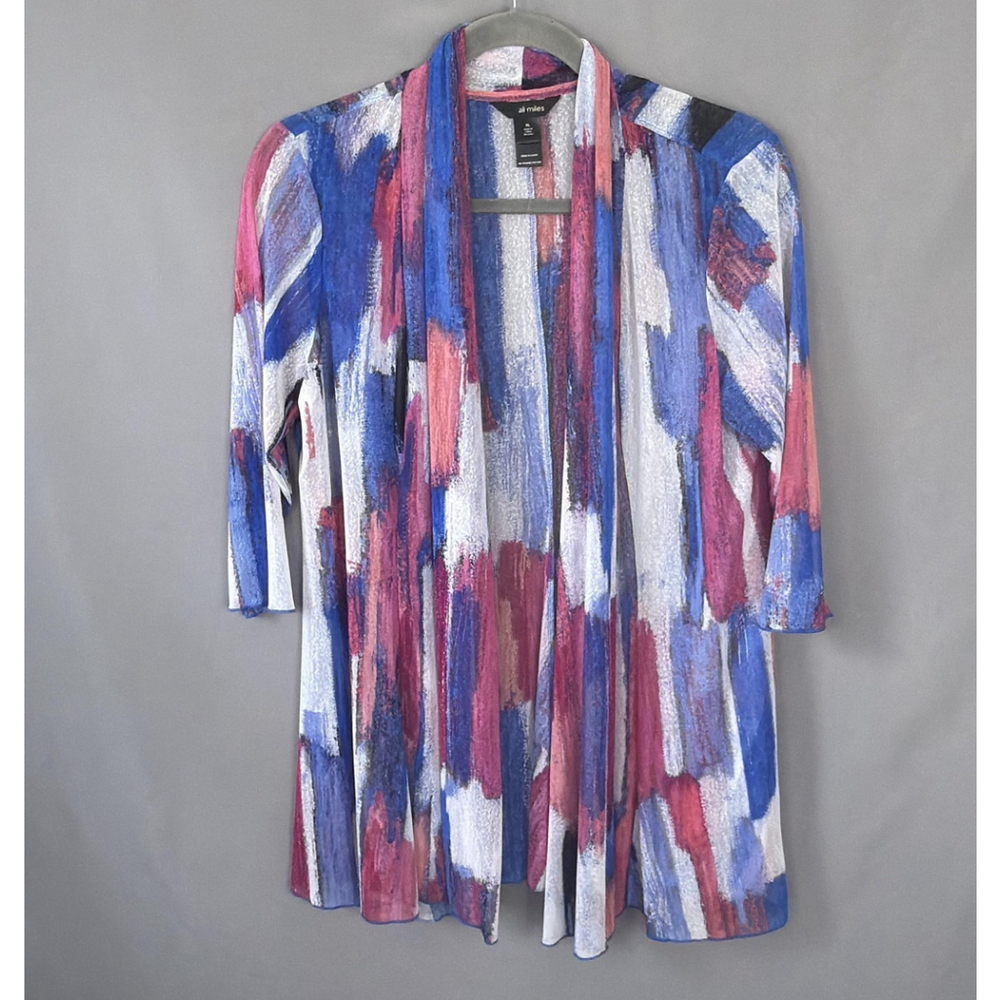 Ali Miles Cardigan Womens‎ XL Multicolor Open Front Top Artsy Lightweight Flowy